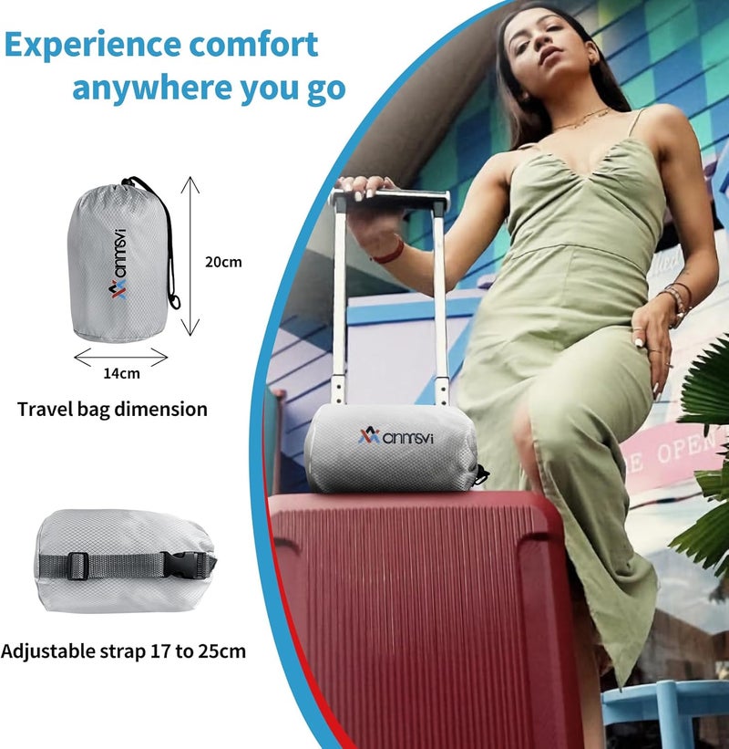 ANMSVI Inflatable Travel Seat Cushion with Built-in Pump & Carry Bag (Blue Cushion with Silver Storage Bag) - Image 3